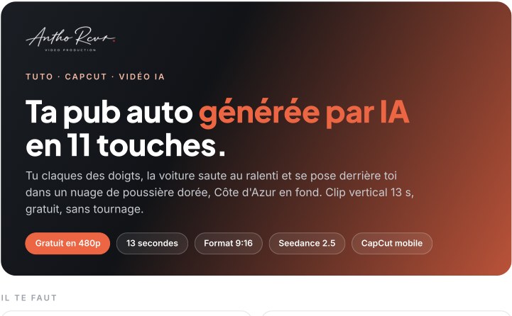 Tuto CapCut : ta pub auto générée par IA en 11 touches